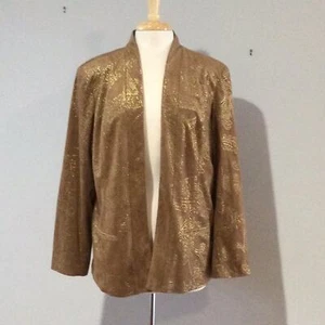 Giacca Chico's Golden Cascade Larant Brevity tasche finte taglia 3/XL/16 nuova con etichette - Foto 1 di 16