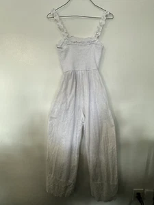 Jessica Simpson Romper Juniors Small White Cotton Eyelet Lace Smocked Jumpsuit - Picture 1 of 7
