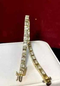 8.00 Ct Baguette Cut Lab-Created Diamond Tennis Bracelet 14k Yellow Gold Over - Picture 1 of 1