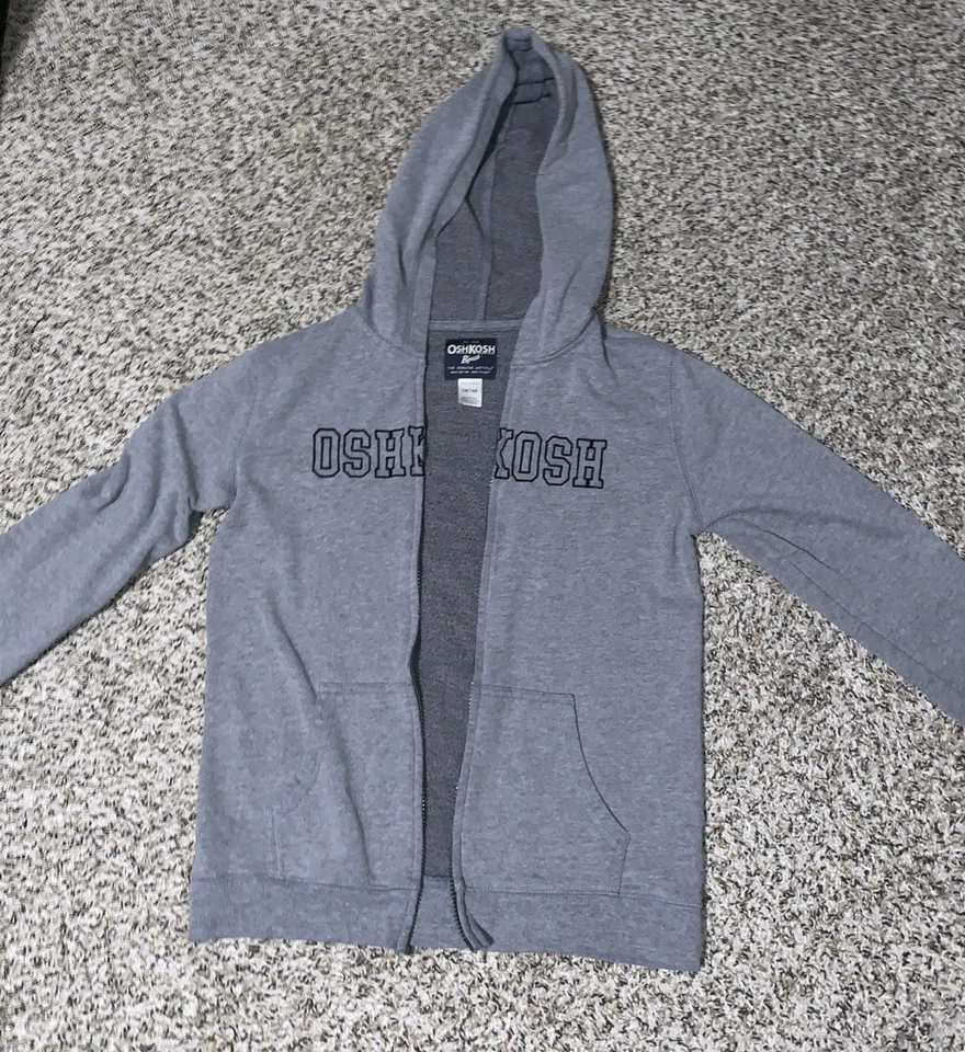 OshKosh B’gosh Gray Sweatshirt Full Zip Hoodie Size 14/14A  - Image 1 of 4