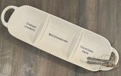 Plato y pinzas para servir Mud Pie S'Mores Smores 18"" NUEVO Foto 1 de 4