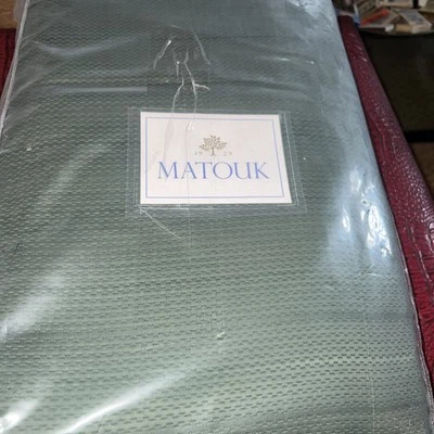 Matouk King Matelasse Coverlet Augusta Green Egyptian Cotton Geometric New - Image 1 of 4