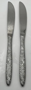 STANLEY ROBERTS BOUQUET STAINLESS FLATWARE ALL OVER FLORAL MADE JAPAN -2 KNIVES - Picture 1 of 5