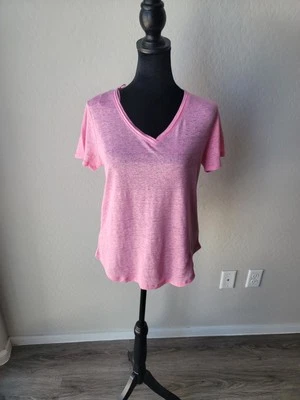 Joie 100% Linen Top Tee Womens Clothing Short Sleeve Pink V Neck Lightweight~S - Image 1 of 4