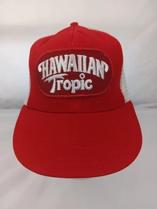 Sombrero de Camionero Vintage Hawaiano Tropic Rojo y Blanco Malla Ajustable Snapback EE. UU.  - Imagen 1 de 8