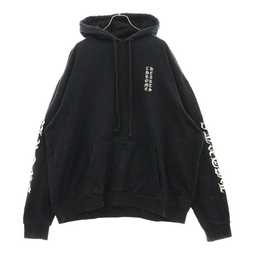 Felpa pullover con cappuccio CHROME HEARTS SWTSHRT PLVR logo braccio nero usata 6573c9f5290