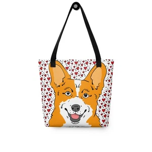 Red Welsh Corgi Valentines Day Tote Bag Holiday Gift 15x15" - Picture 1 of 19