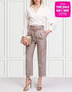 RRP€908 PETER PILOTTO Straight Trousers UK8 US4 IT40 S Wool & Linen Blend - Picture 1 of 6