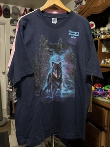 Vintage 90s Wolf Graphic Chicago Brookfield Zoo XXL - Picture 1 of 10