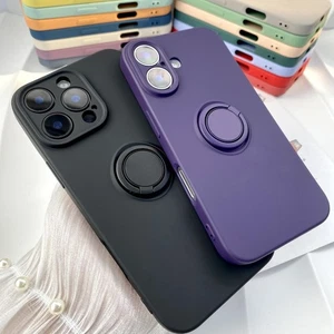 Etui Pour iPhone 16 15 14 13 12 11 Pro Max TPU Solid Couleur Case Bague Holder - Imagen 1 de 27