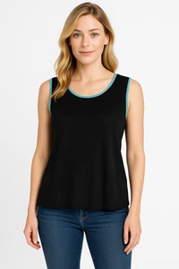 Misook Knit Tank Top Size Large Sleeveless Black Corpcore Travel Work Casual - Picture 1 of 9