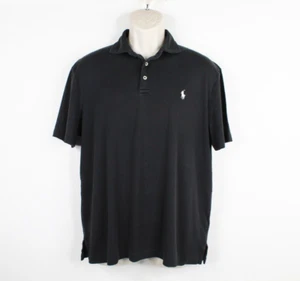 Polo Ralph Lauren Polo Shirt Mens Size L Pima Soft Touch Black Collared - Picture 1 of 7