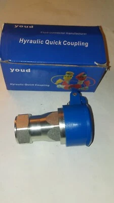 1/2″ Ag Hydraulic Quick Connect Female Coupler, Poppet Valve, 1/2″ NPT Thread - Image 1 of 4