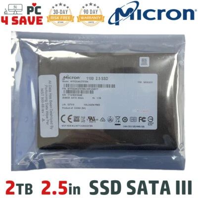 100% Health Micron 1100 2TB SSD 2.5" SATA III MTFDDAK2T0TBN Solid State Drive - Image 1 of 2