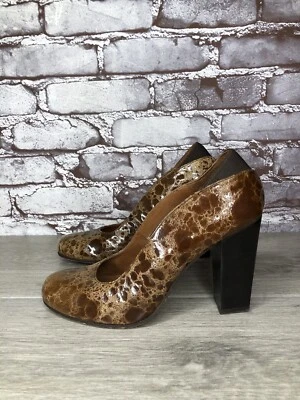 Donald J Pliner Casey Brown Leather Croc Embossed Heels Women’s Sz 7M US/37.5EU - Image 1 of 4
