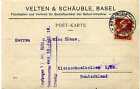 Karte Schweiz Basel 1919 Velten & Schuble nach Kleinschmalkalden.Th KA103