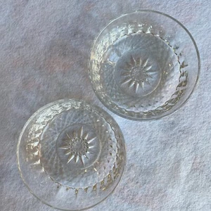 ARCOROC FRANCE 5" Bowls Starburst Diamond Pattern Clear Glass Set of 2 EUC - Picture 1 of 8