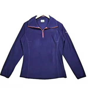 Columbia Womens Medium Quarter Zip Up Fleece Athletic Sweatshirt Purple Shirt - Picture 1 of 6