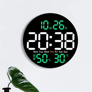 10inch LED Digital Alarm Clock With Temperature Date Large Display Wall Clock - Picture 1 of 21