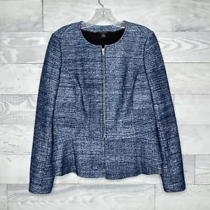 Giacca blazer Banana Republic Boucle orlo scanalato zip intera blu taglia 8 - Foto 1 di 5