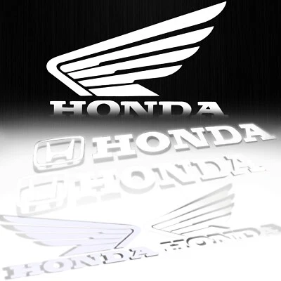Par de adesivo reflexivo para tanque de gasolina/carenagem esquerda e direita + decalque de vinil asa Honda branco - Imagem 1 de 4