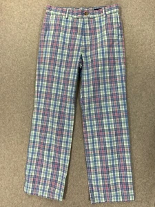 Vineyard Vines100% Cotton Plaid Casual Pants (Boy's Size 18) Blue - Picture 1 of 12