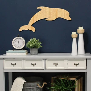 Dolphin Jumping Cut out, Wood plaque sign,wood Crafts,Craft supply, Home Decor - Picture 1 of 6