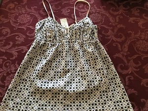 Witchery Top, cream with navy & blue spots, size 10. New —— NOW REDUCED - Picture 1 of 6