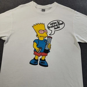 Bart Simpson Stoner Grateful Dead T Shirt Mens Large White Tee - Picture 1 of 10