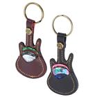Guitar Pick Holder Keychain Design Plectrum Pick Bag + 5 Free Picks Black/Brown