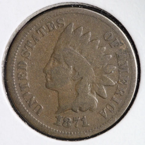 1871 Indian Head Cent Penny CHOICE FINE E160 WMM Cover