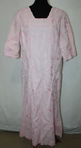 Maxi Vestido Largo Lisa Rene Talla 14 Rosa Pálido Forrado Ramie Flores Bordadas - Imagen 1 de 6