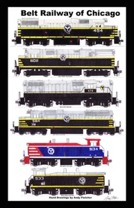 Cinturón Ferrocarril de Chicago 12""x18"" póster enmarañado firmado por Andy Fletcher - Imagen 1 de 1