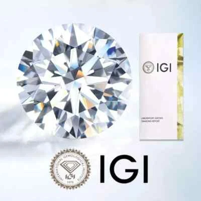 Lab Grown Diamond 1.05CARET STONE ROUND SHAPE VVS-VS F COLOR IGI CERTIFIED - Image 1 of 4