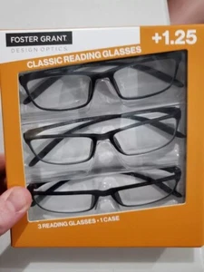 Design Optics By Foster Grant Classic Flexible Plastic Reading Glasses 3PK +1.25 - Picture 1 of 3