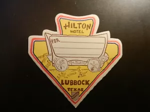 *HILTON HOTEL in LUBBOCK* VINTAGE HOTEL/GEPÄCKETIKETT. Ca. 4.75" x 4.50" - Bild 1 von 1