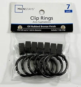 (7-Pk) Mainstays Curtain Clip Rings Oil Rubbed Bronze 236037-128-W30 - Picture 1 of 4