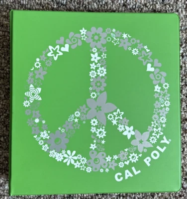 Carpeta de 3 anillos Cal Poly University Floral Peace - 1 y 1/2" DISEÑO VINTAGE VERDE Foto 1 de 4
