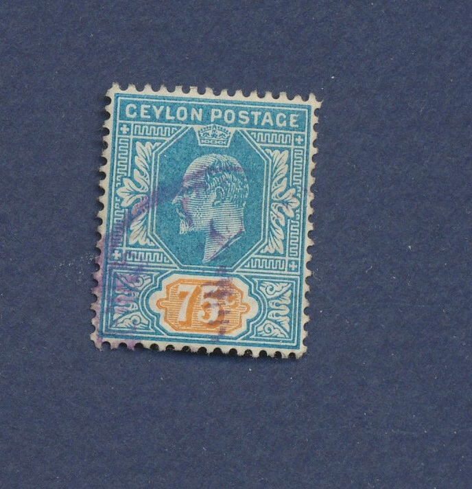 CEYLON - Scott 175 - usado - 75 centavos azul y naranja - 1905 --b Foto 1 de 1