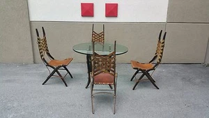 RARE MID CENTURY ITALIAN MODERNIST DINING SET BY ALBERTO MARCONETTI LIKE BUGATTI - Picture 1 of 12