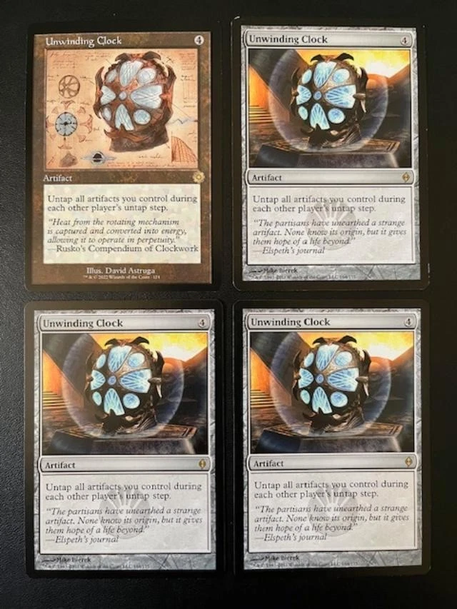 MTG- Unwinding Clock x4 - (1x Brother's War Retro, 3x New Phyrexia) - Image 1 of 1
