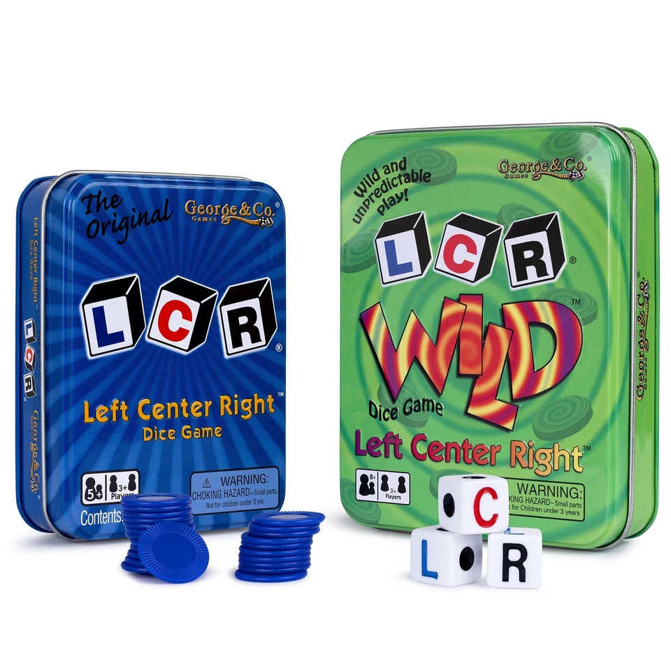 LCR Dice Game Tin & Wild in Blue and Green Gift Set Bundle 2 Pack Best Quality
