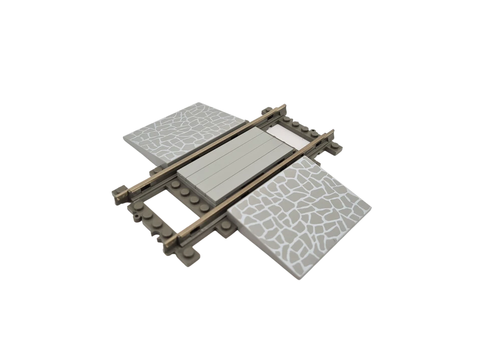 Lego® TRAIN Tracks 9V Railway Level Crossing Track Rail GREY FLAGGING  - Image 1 of 1