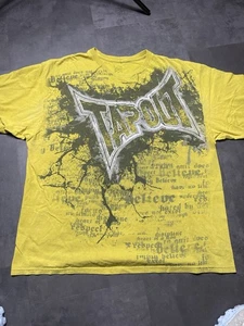 Tapout Shirt Mens XL Yellow Spellout Graphic Print Short Sleeve F-144 - Picture 1 of 5