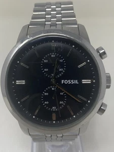 Fossil Men’s Watch FS4784 Townsmen Stainless Steel Clasp Closure Silver Band - Picture 1 of 9