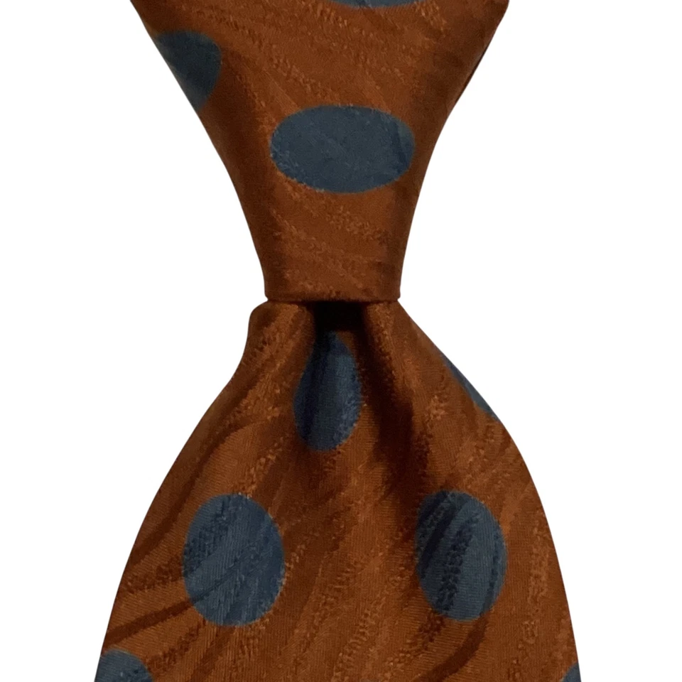 Corbata de seda para hombre RONALDUS SHAMASK diseñador ITALIA POLKA DOT marrón/azul usada en excelente estado rara Foto 1 de 3
