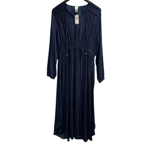 Joie Kleid Damen XL blau Satin Stufen gerafft Midi asymmetrisch fließend Event - Bild 1 von 11