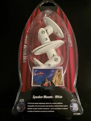 GE Premium Home Theater Speaker Wall Ceiling Mounts HT23001 White Brand New - Image 1 of 4