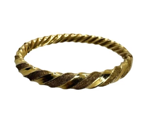 Vintage Solid 14K Yellow Gold Textured Twist Bangle Bracelet - Picture 1 of 8