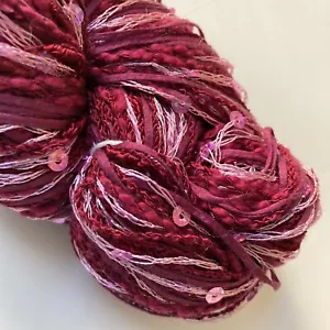 Lucci Yarns Lucatape Designer Yarn Fuchsia Pink Viscose Cotton Boucle Sequin New - Picture 1 of 7